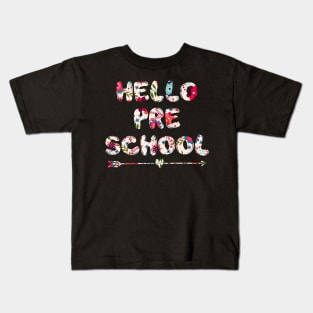 Floral Hello Preschool team teacher student back to school Kids T-Shirt